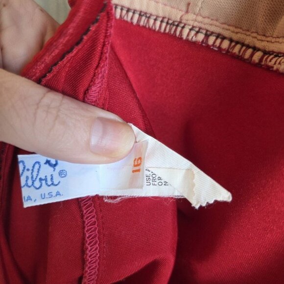 Vtg 80s 90s Malibu M/L Swimsuit One Piece Red Open Back Halter Racerback Retro - Picture 10 of 12